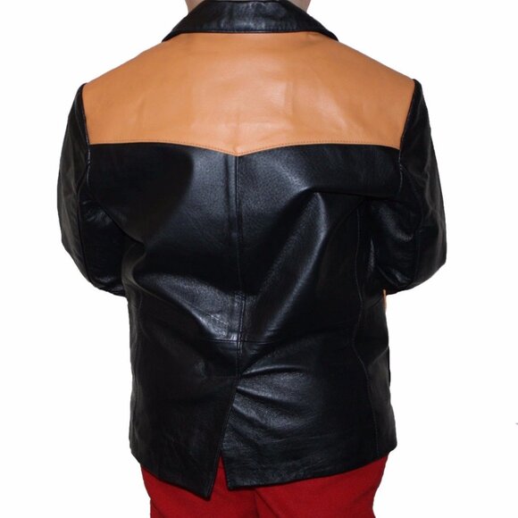 Kids Genuine Leather Western Jacket – Handcrafted Two-Tone Design - Picture 3 of 3